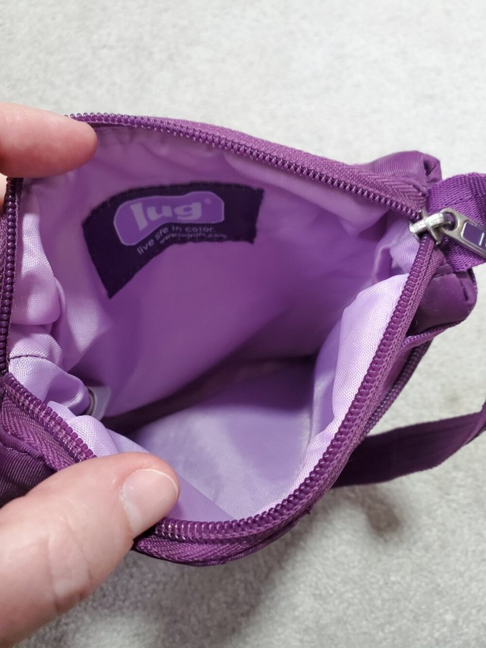 LUG Skipper Quilted Crossbody Bag Pouch Purse Waist Pack Plum Purple 7.5" x 8.5" - Picture 8 of 12